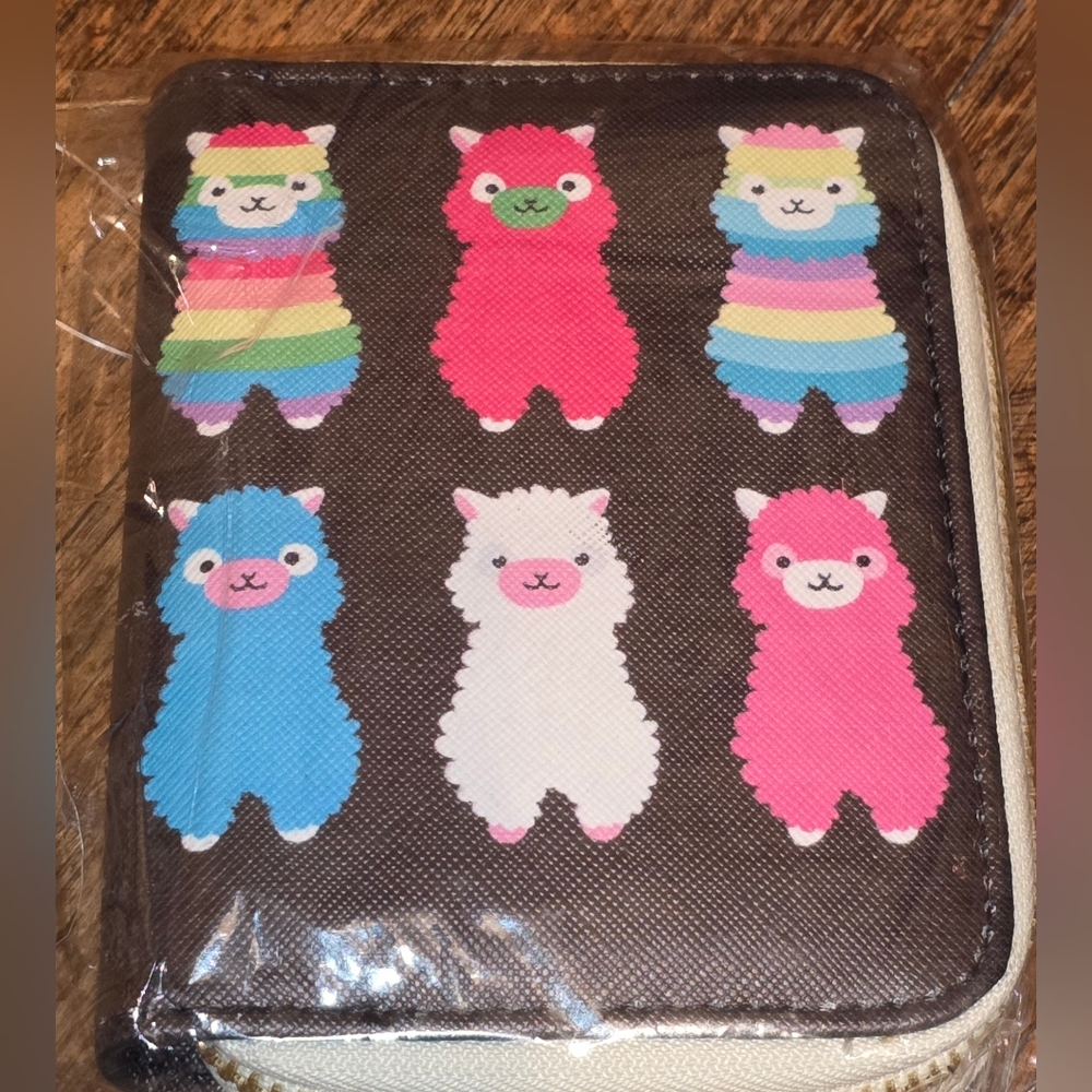 Cute Llama Kids Wallet - Pink, Blue, White Alpaca Design